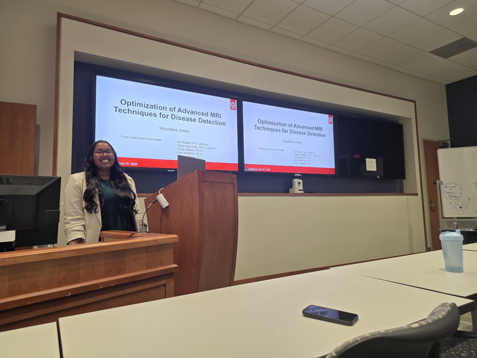 Srijyotsna Volety at her PhD defense